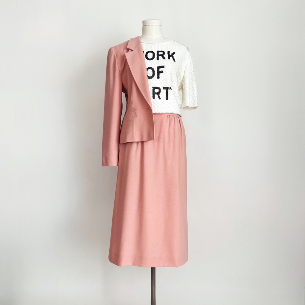 Vintage 80’s Pendleton Pure Wool Coord Skirt Suit in Dusty Rose | Size M